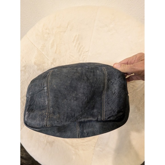 Derek Alexander Leather Hobo Shoulder Bag Dark Blue Distressed Style - Picture 11 of 16